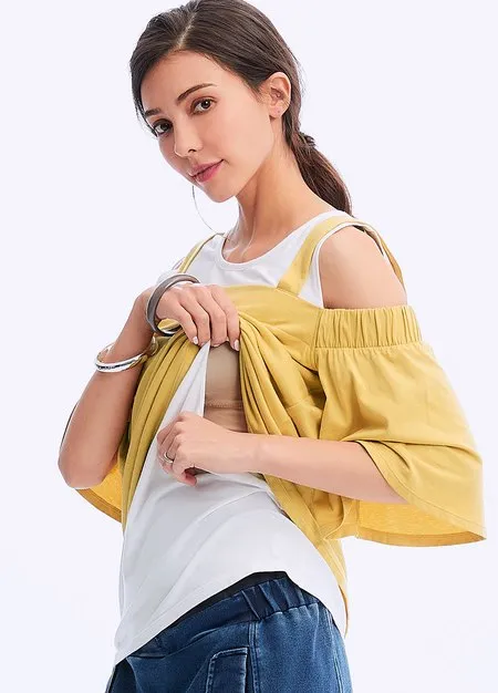 201003Y Off Shoulder Maternity & Nursing Top