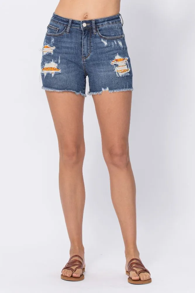 70's Floral Print Patch Shorts