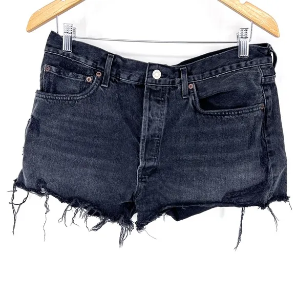 Agolde Parker denim shorts black