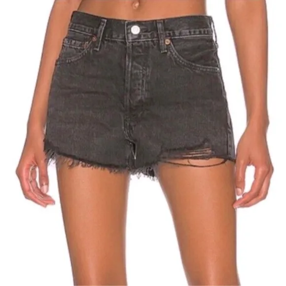 Agolde Parker denim shorts black