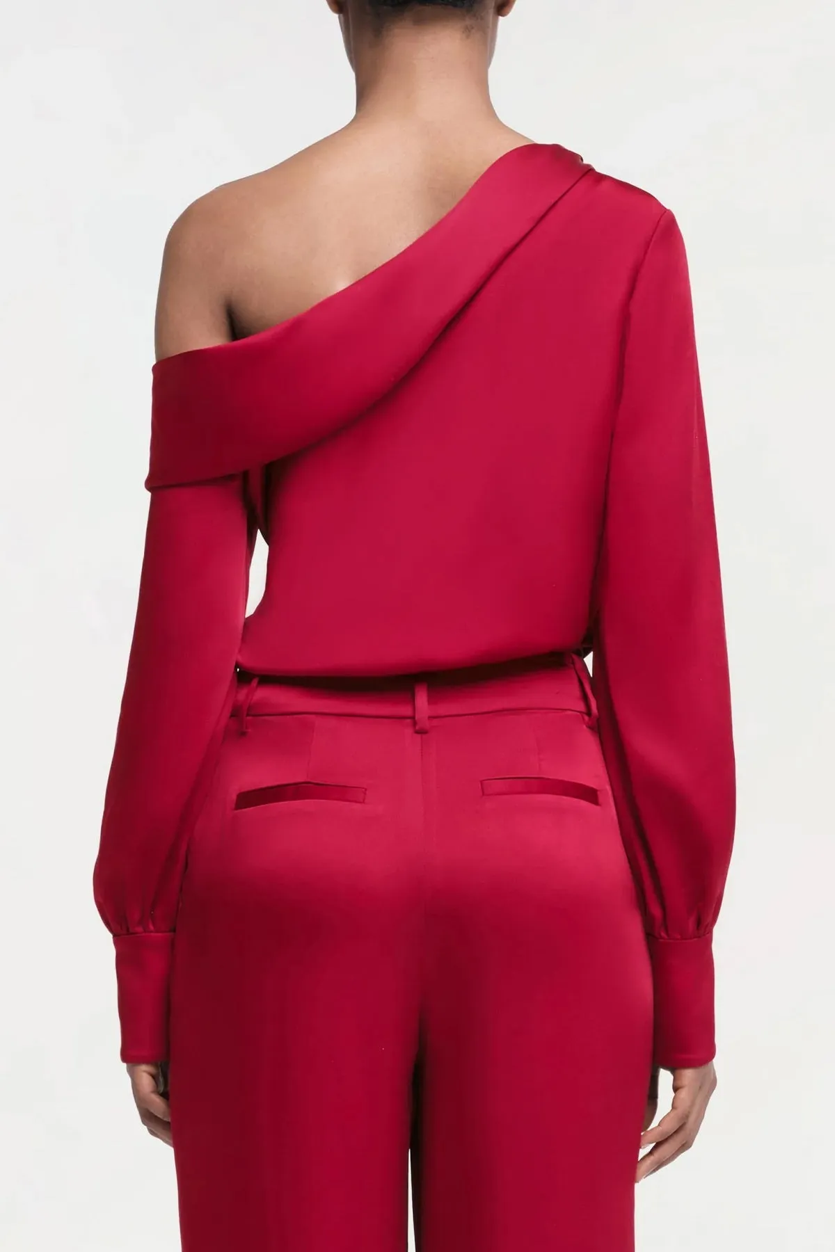 Alice One-Shoulder Top in Cherry