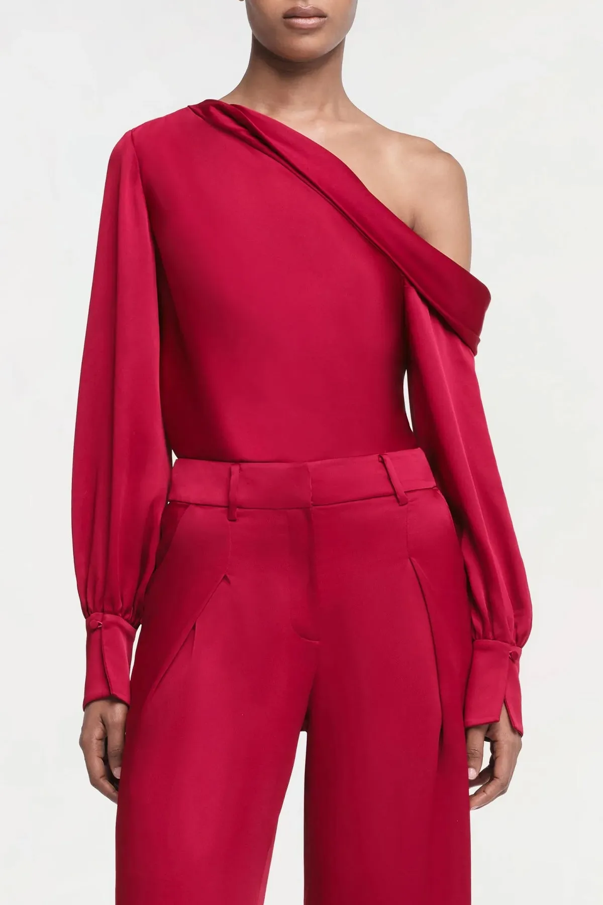 Alice One-Shoulder Top in Cherry