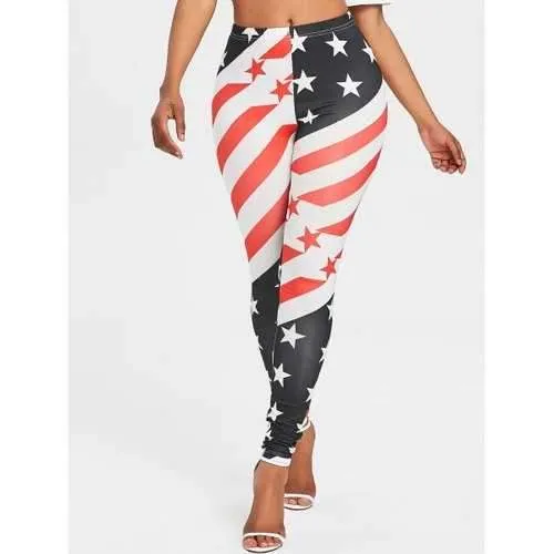 American Flag High Waisted Leggings - M