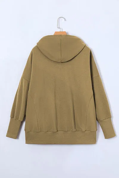 Aniya Quarter-Snap Dropped Shoulder Hoodie