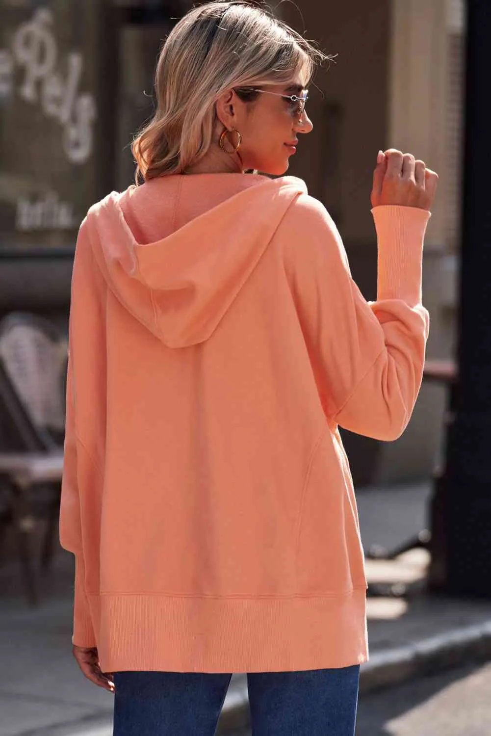 Aniya Quarter-Snap Dropped Shoulder Hoodie
