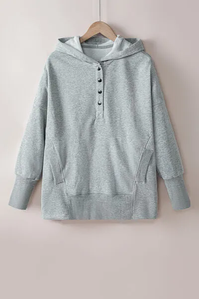 Aniya Quarter-Snap Dropped Shoulder Hoodie