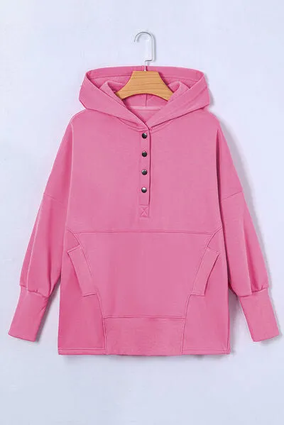 Aniya Quarter-Snap Dropped Shoulder Hoodie