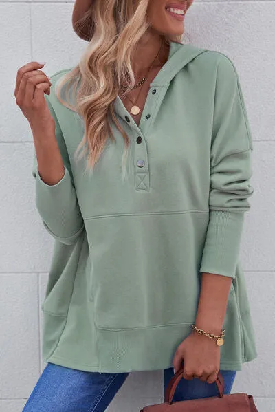 Aniya Quarter-Snap Dropped Shoulder Hoodie