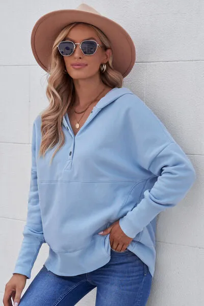 Aniya Quarter-Snap Dropped Shoulder Hoodie