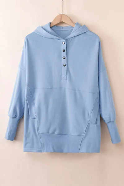 Aniya Quarter-Snap Dropped Shoulder Hoodie