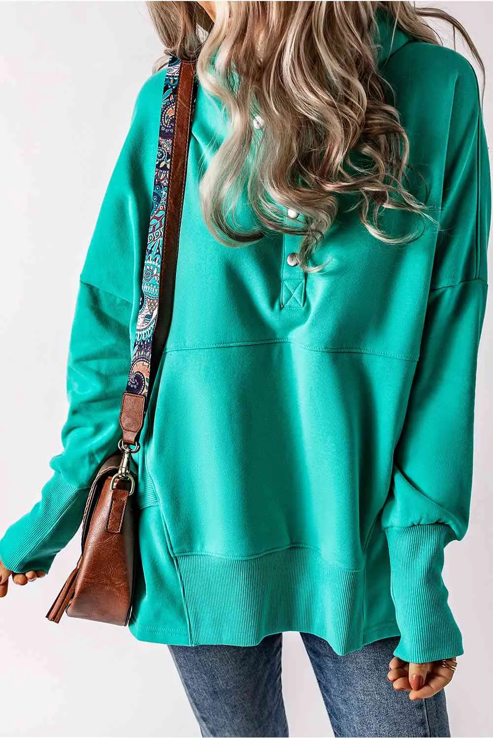 Aniya Quarter-Snap Dropped Shoulder Hoodie