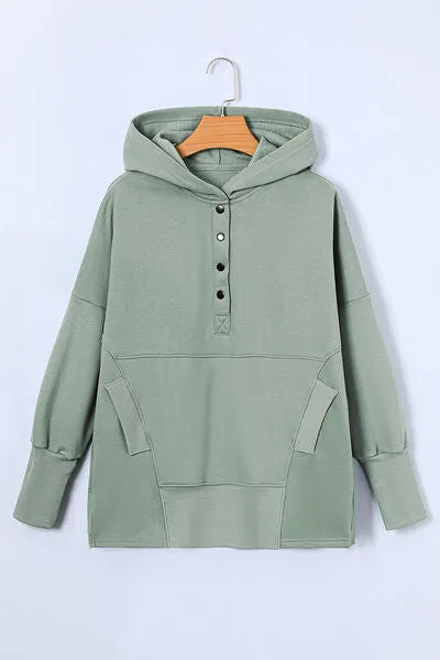 Aniya Quarter-Snap Dropped Shoulder Hoodie