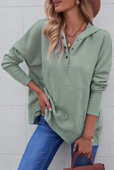Aniya Quarter-Snap Dropped Shoulder Hoodie