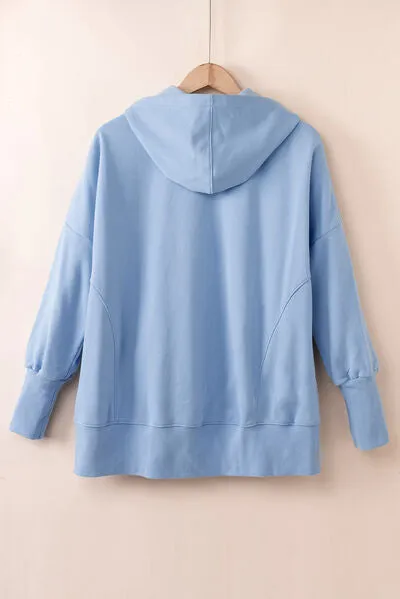 Aniya Quarter-Snap Dropped Shoulder Hoodie