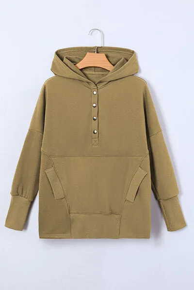Aniya Quarter-Snap Dropped Shoulder Hoodie