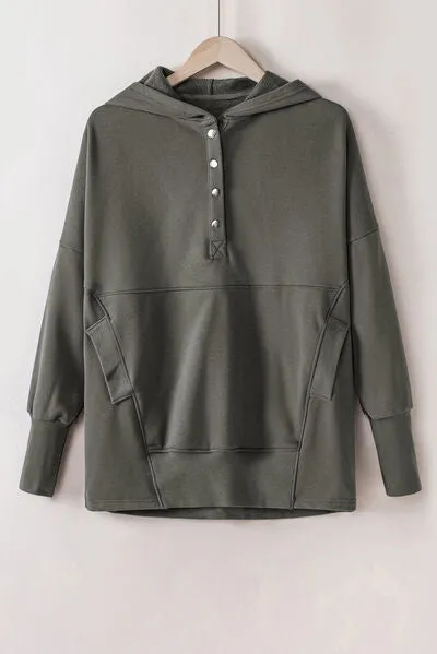 Aniya Quarter-Snap Dropped Shoulder Hoodie