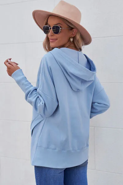 Aniya Quarter-Snap Dropped Shoulder Hoodie