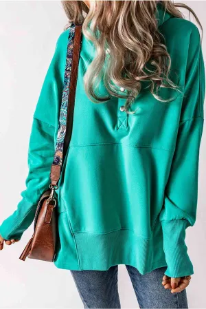 Aniya Quarter-Snap Dropped Shoulder Hoodie