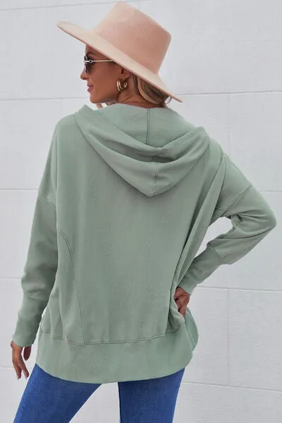 Aniya Quarter-Snap Dropped Shoulder Hoodie