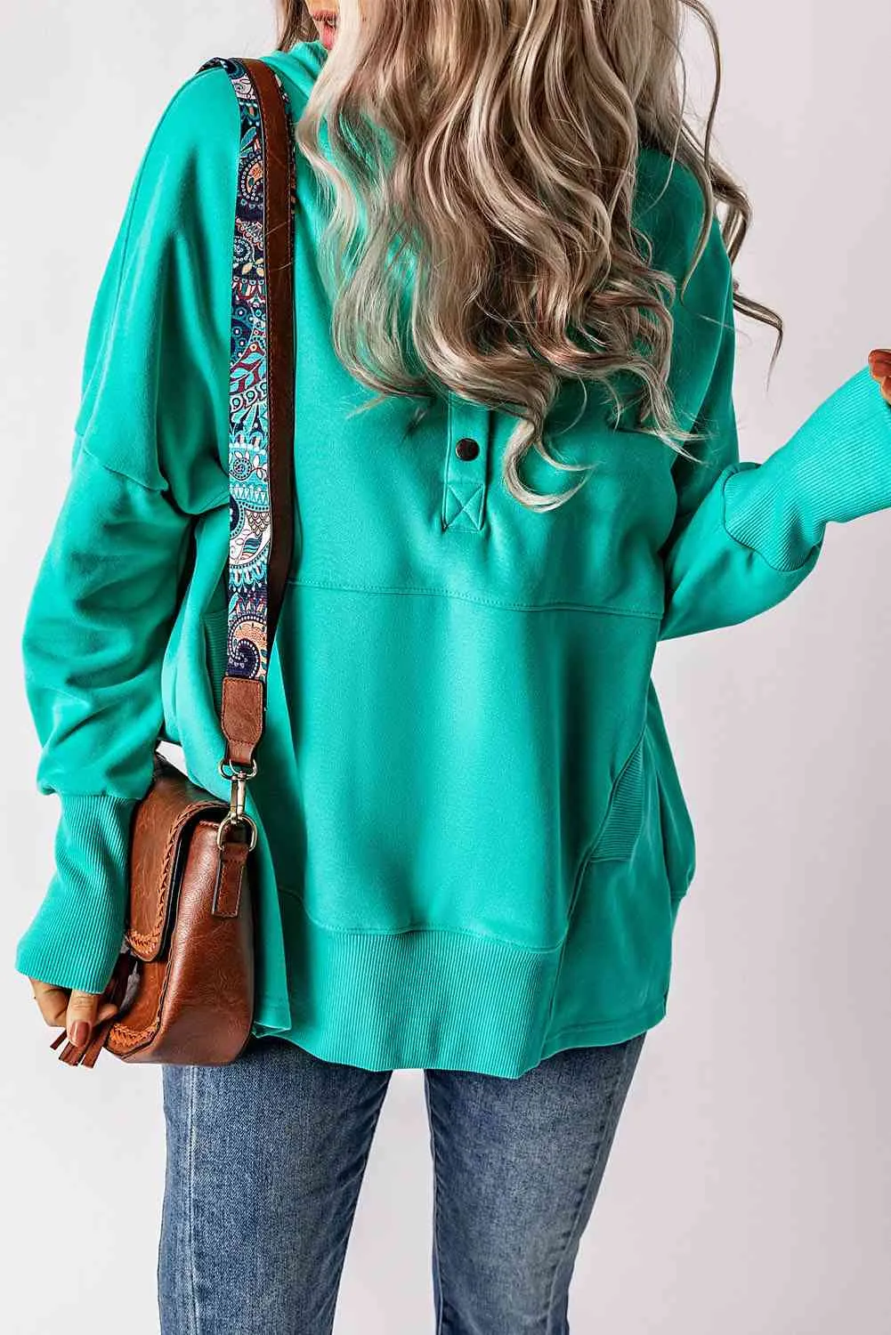 Aniya Quarter-Snap Dropped Shoulder Hoodie