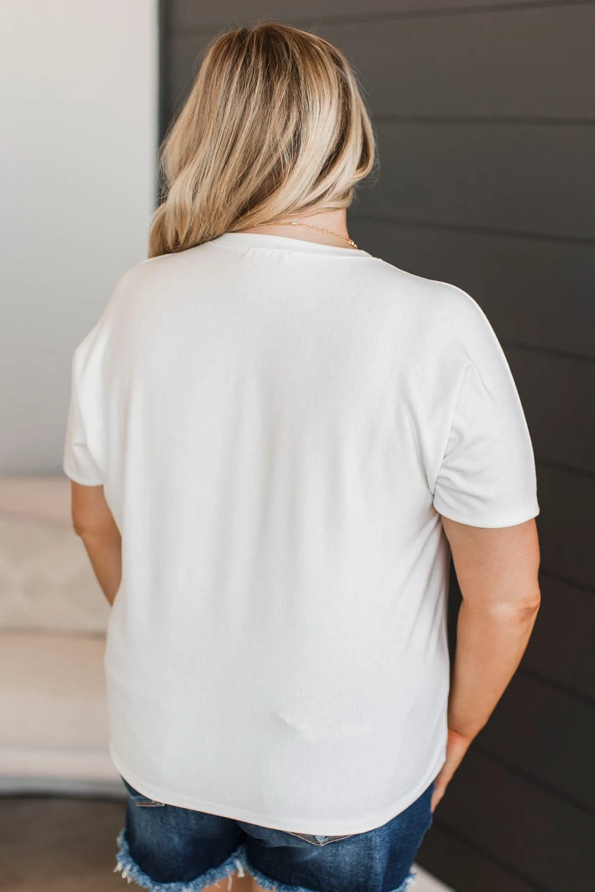 Another Place & Time Short Sleeve Top- Off-White
