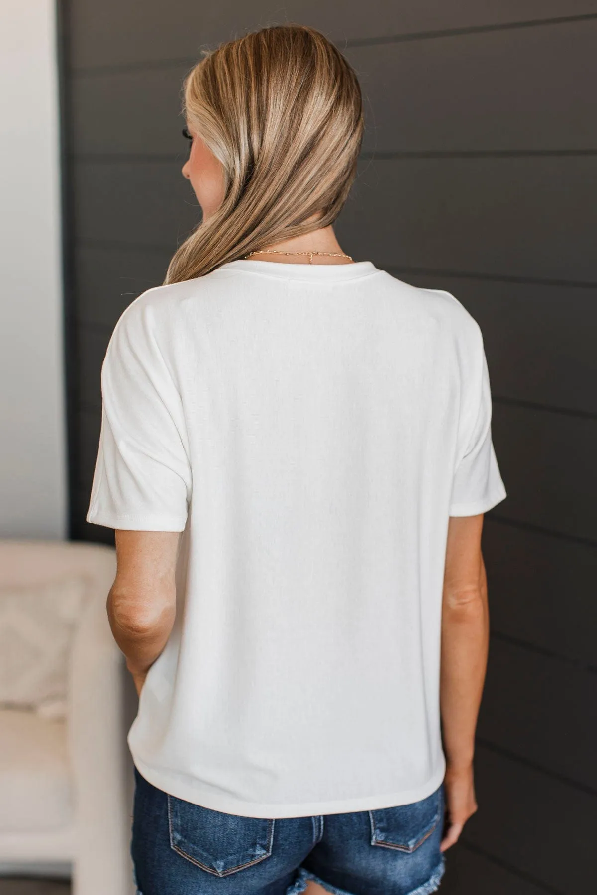 Another Place & Time Short Sleeve Top- Off-White