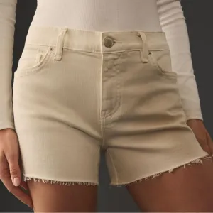 Anthropologie Hudson Gemma Mid Rise Ivory Egret Midi Denim Jean Shorts size 31
