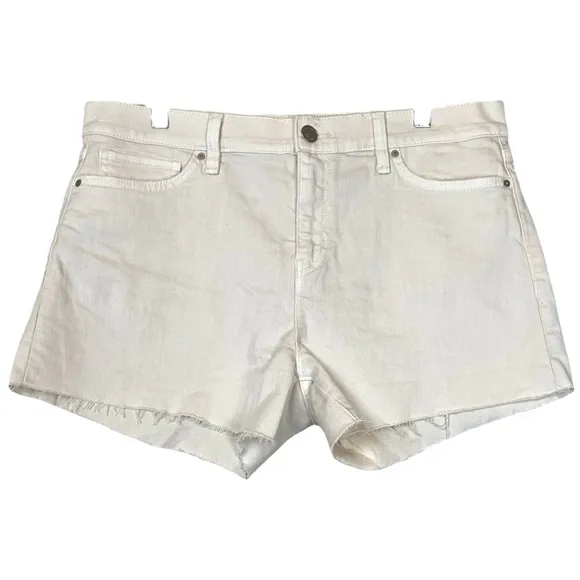 Anthropologie Hudson Gemma Mid Rise Ivory Egret Midi Denim Jean Shorts size 31