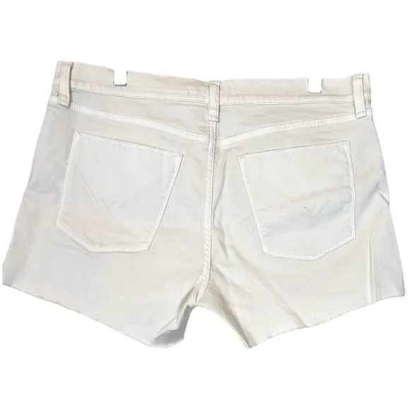 Anthropologie Hudson Gemma Mid Rise Ivory Egret Midi Denim Jean Shorts size 31