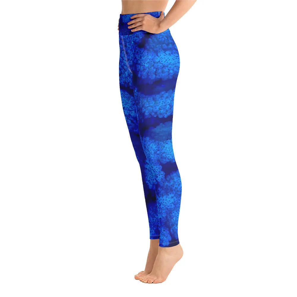 Aquatic Stretch Yoga Leggings: Unwind in Undersea Bloom
