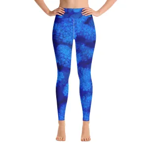Aquatic Stretch Yoga Leggings: Unwind in Undersea Bloom