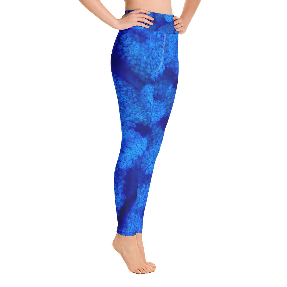 Aquatic Stretch Yoga Leggings: Unwind in Undersea Bloom
