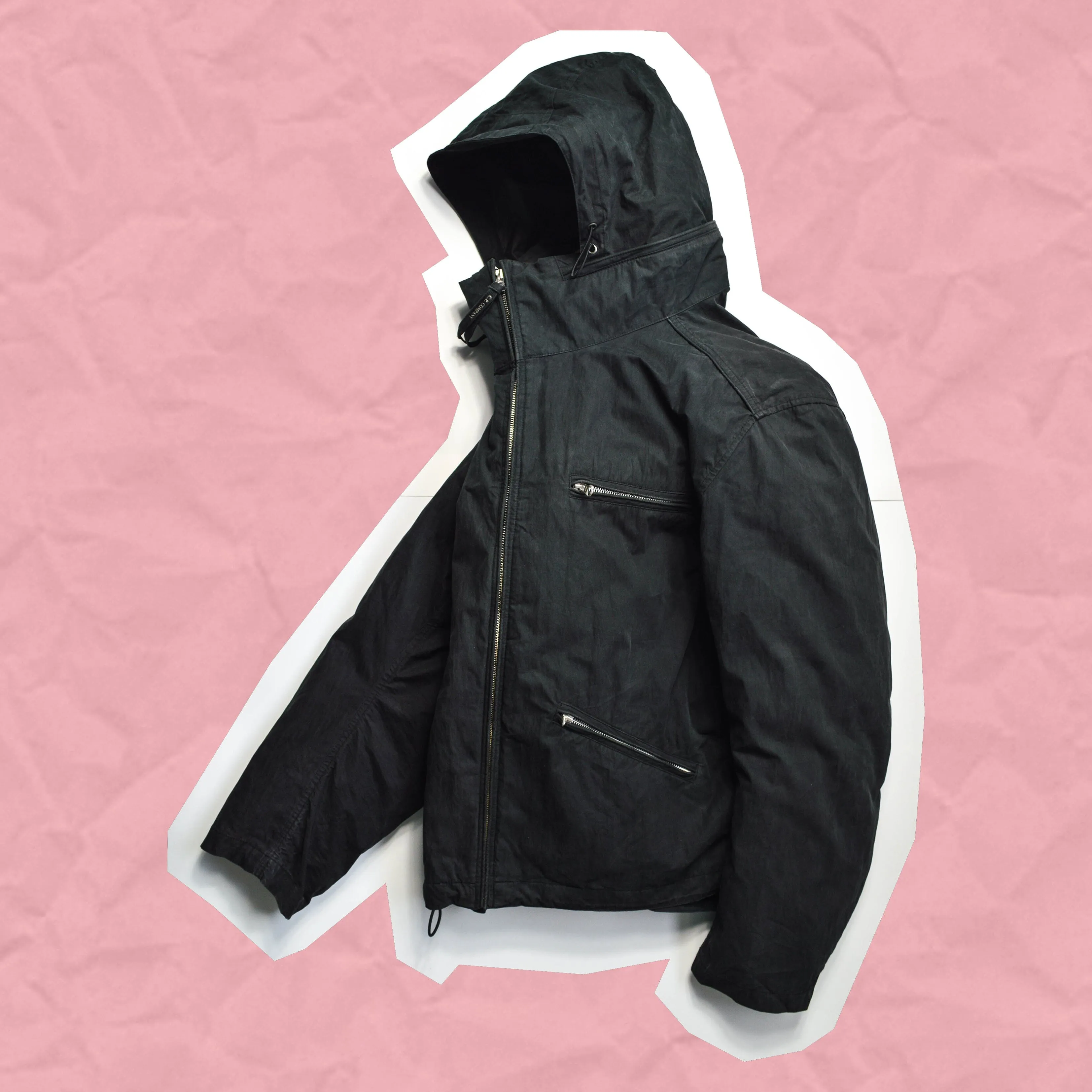 AW 2005 2in1 Brushed Washed Black Shell   Square Quilted Goose Down Puffer Liner  Jacket (M~L)