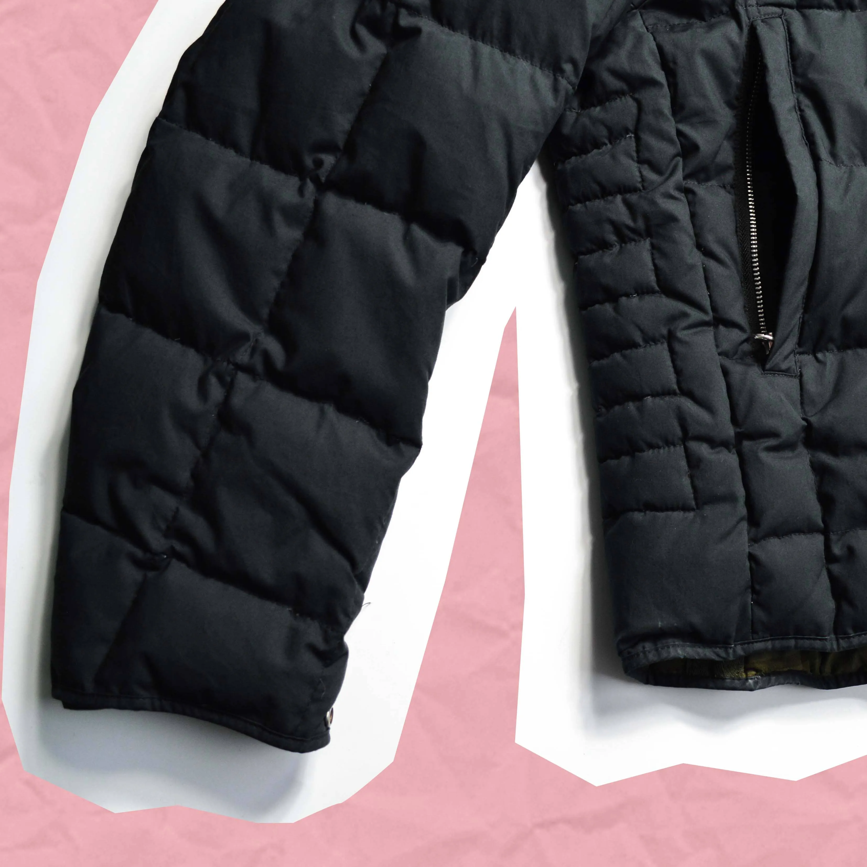 AW 2005 2in1 Brushed Washed Black Shell   Square Quilted Goose Down Puffer Liner  Jacket (M~L)