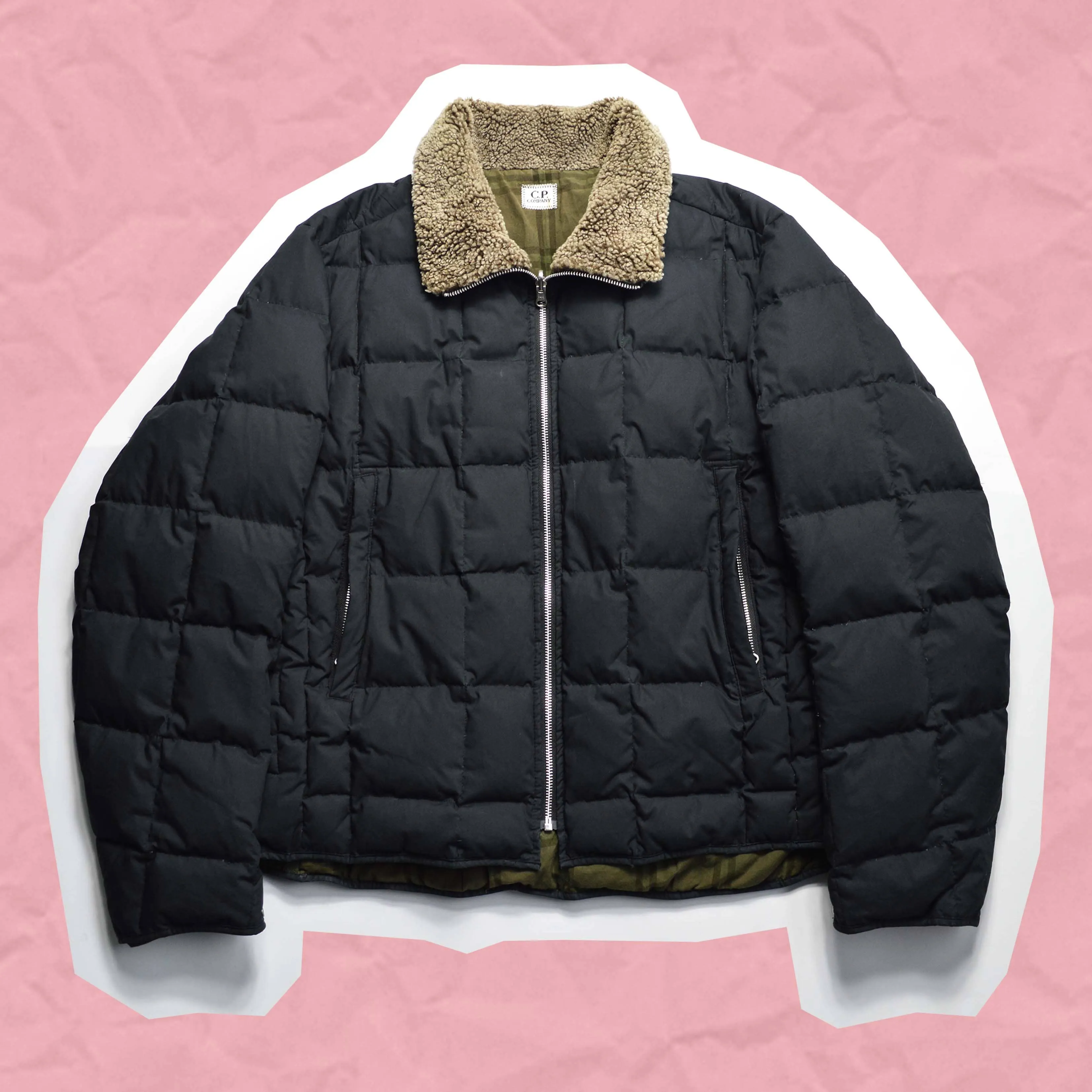 AW 2005 2in1 Brushed Washed Black Shell   Square Quilted Goose Down Puffer Liner  Jacket (M~L)