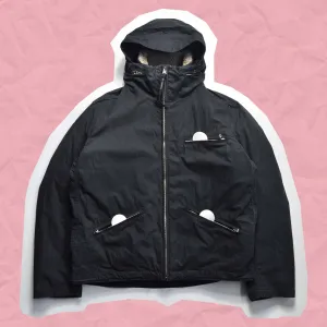 AW 2005 2in1 Brushed Washed Black Shell   Square Quilted Goose Down Puffer Liner  Jacket (M~L)