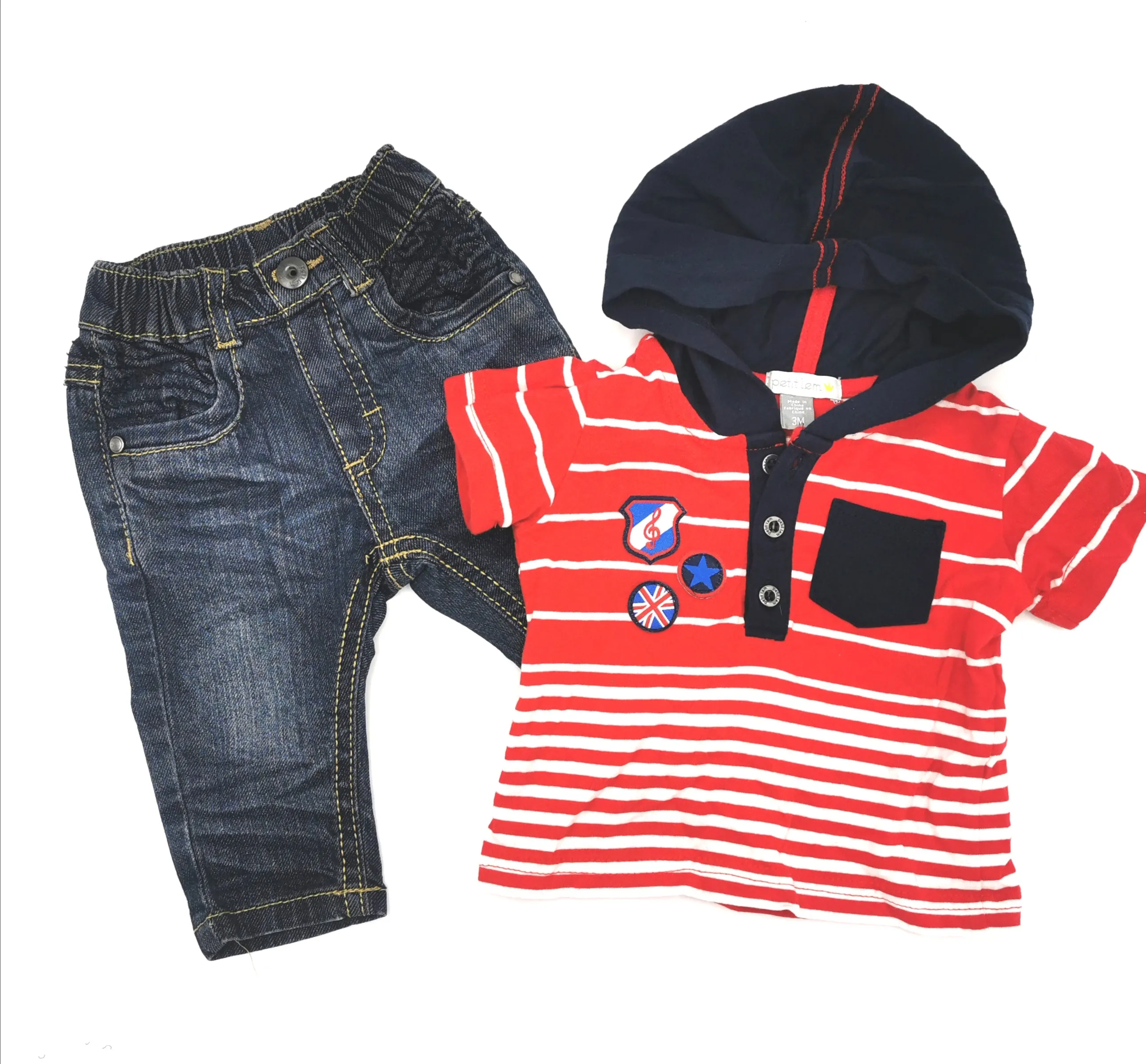 BABY BOY SIZE 3 MONTHS - PETIT LEM, 2 Piece Matching Outfit EUC B7