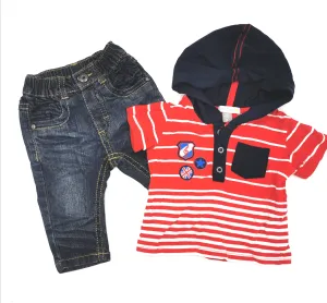 BABY BOY SIZE 3 MONTHS - PETIT LEM, 2 Piece Matching Outfit EUC B7