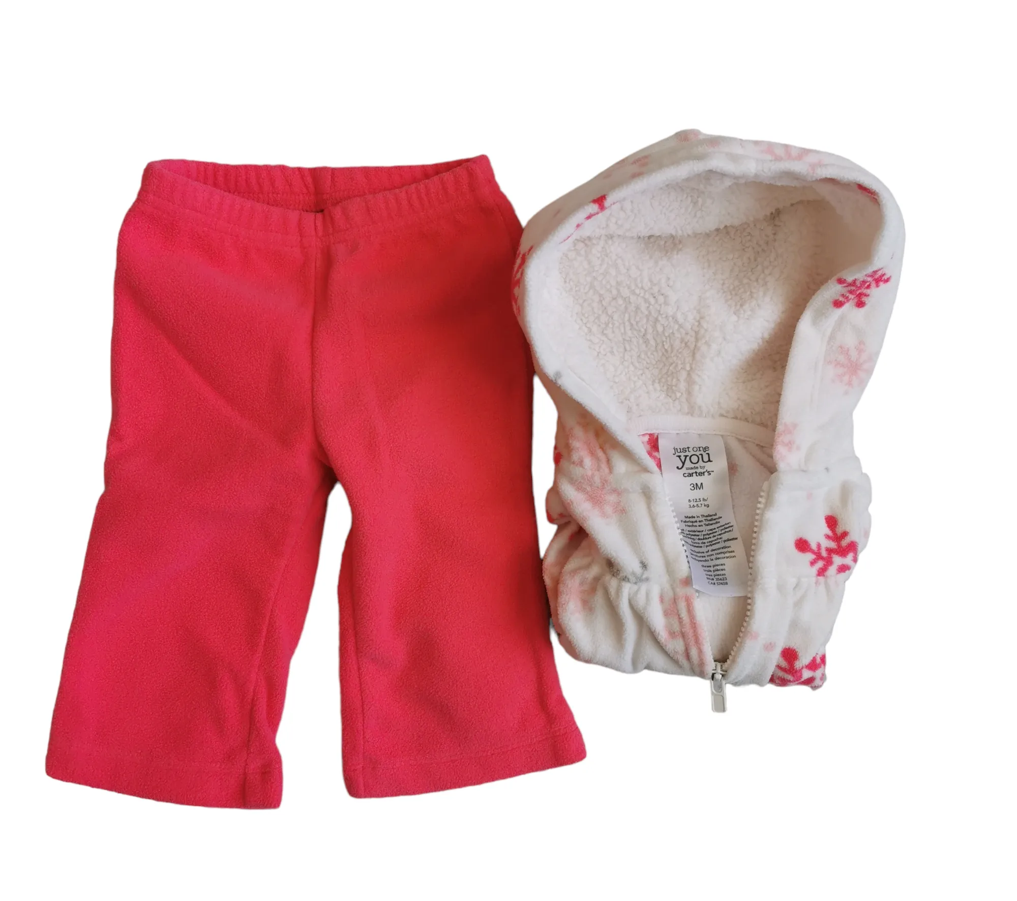 BABY GIRL SIZE 3 MONTHS - CARTER'S, 2 Piece Matching, Fleece Outfit EUC B15