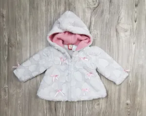 BABY GIRL SIZE 9 MONTHS - BABY TOGS, Soft / Plush Fleece, Hooded Jacket VGUC B28