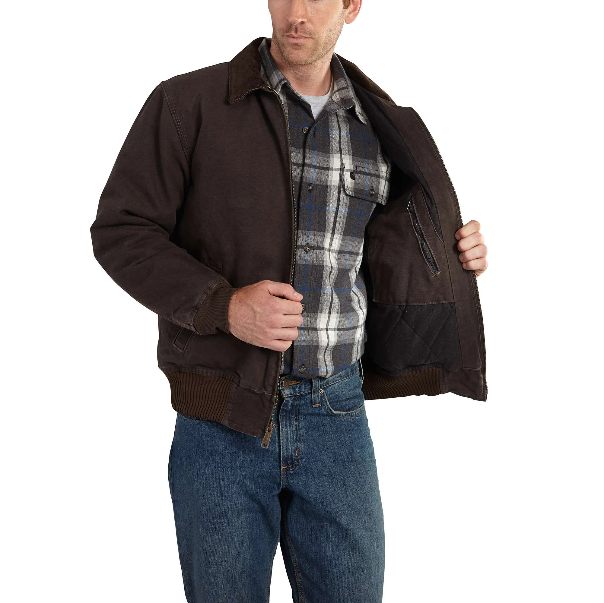 Bankston Quilted Flannel-Lined Bomber Jacket