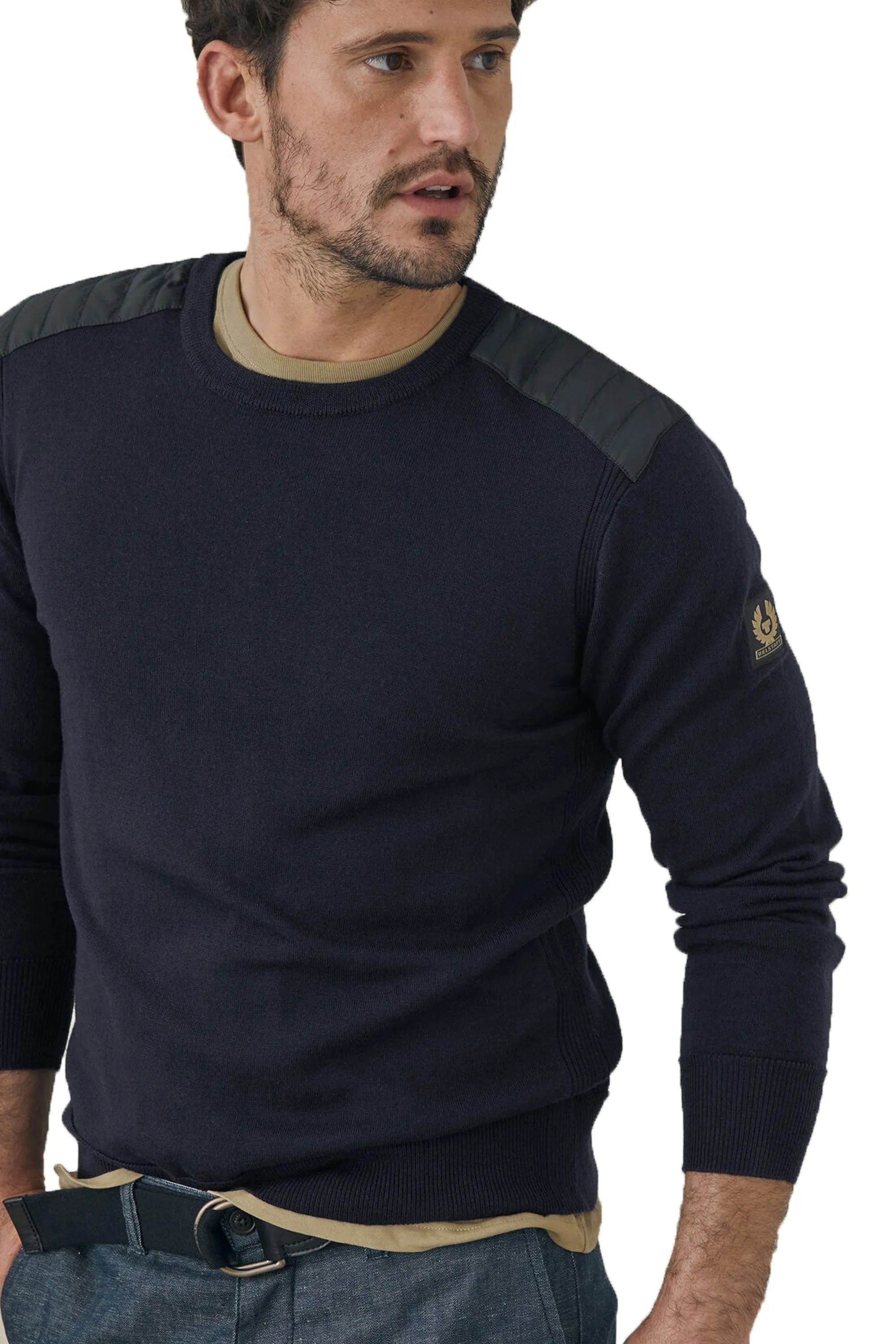 Belstaff Kerrigan Crew Neck Knitwear Washed Navy