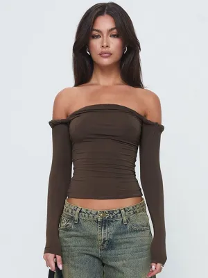 Black Off Shoulder Fitted Top