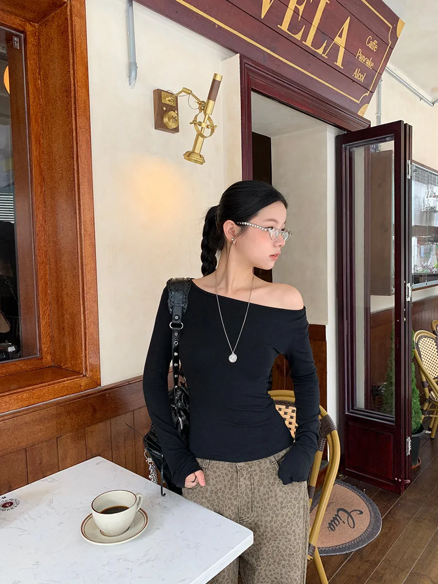 black off-shoulder top