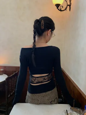 black off-shoulder top