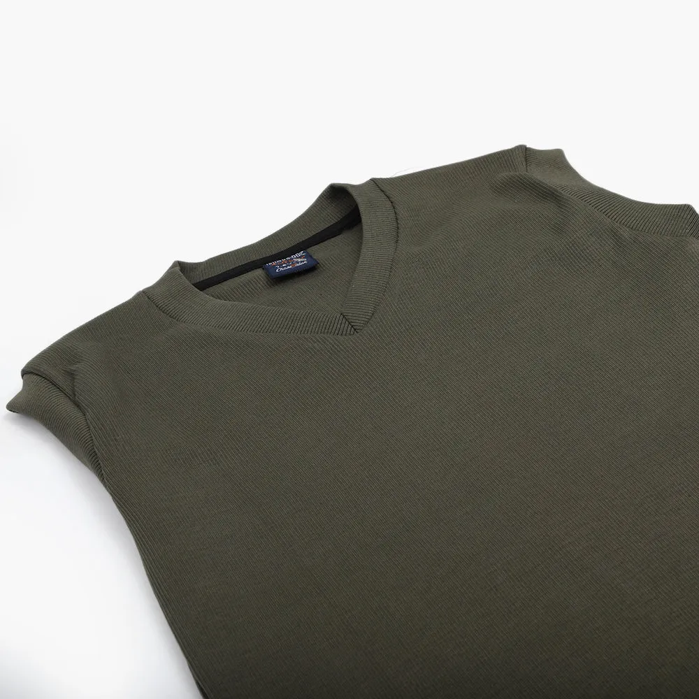 Boys Sleevesless Sweater - Olive Green
