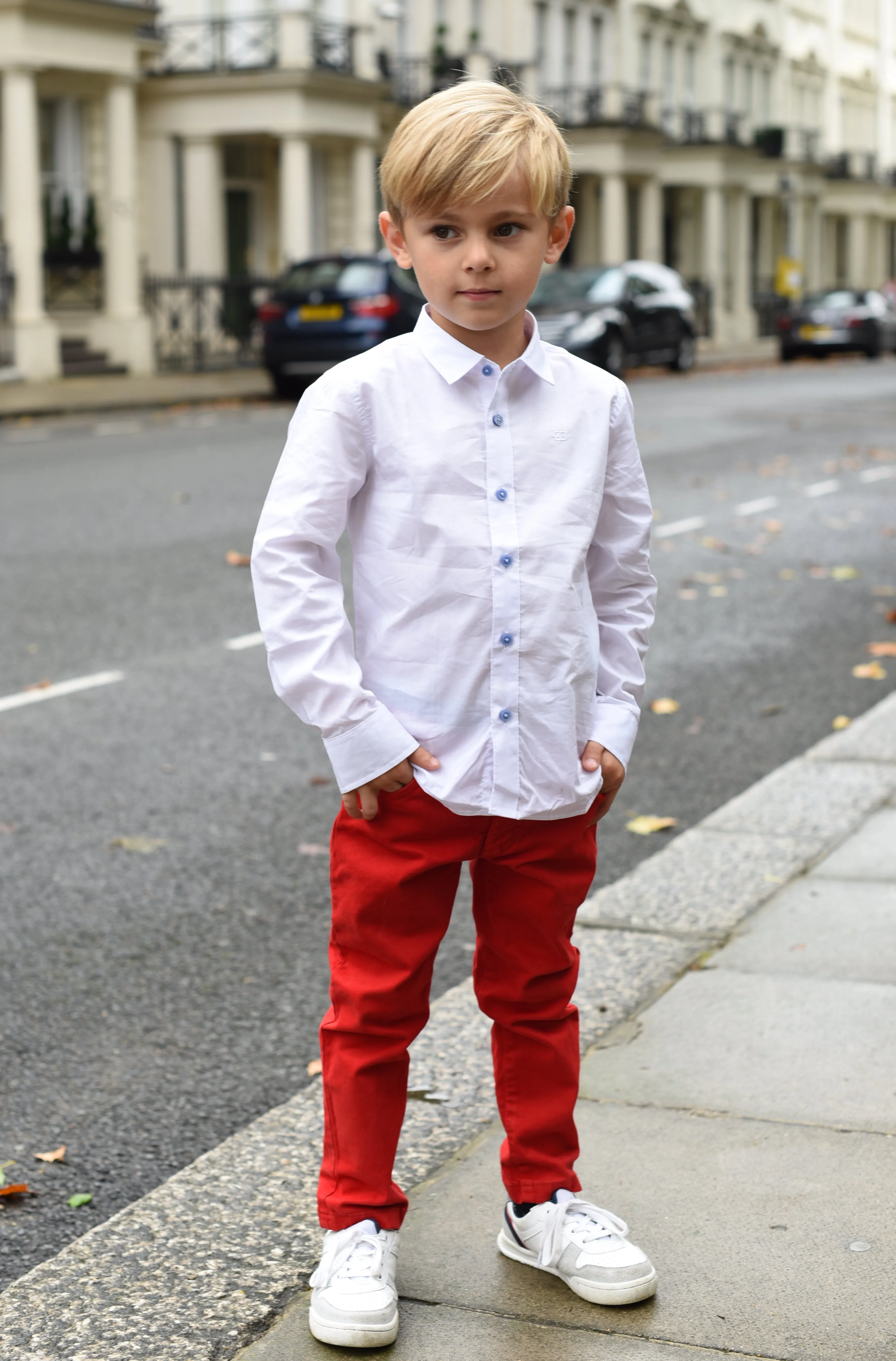 Boys Smart White Cotton Long Sleeved Shirt