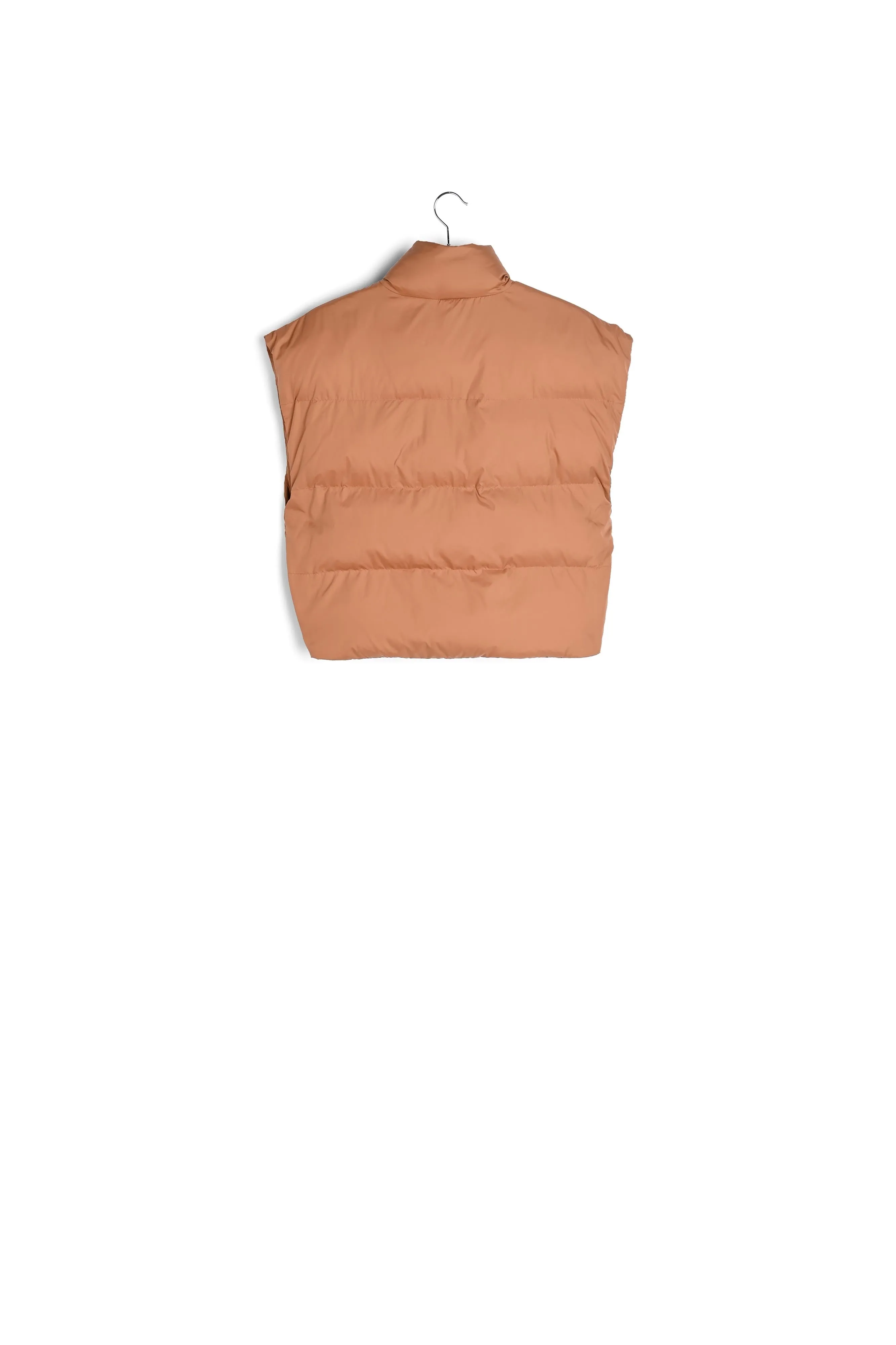 Brown sleeveless puffer jacket