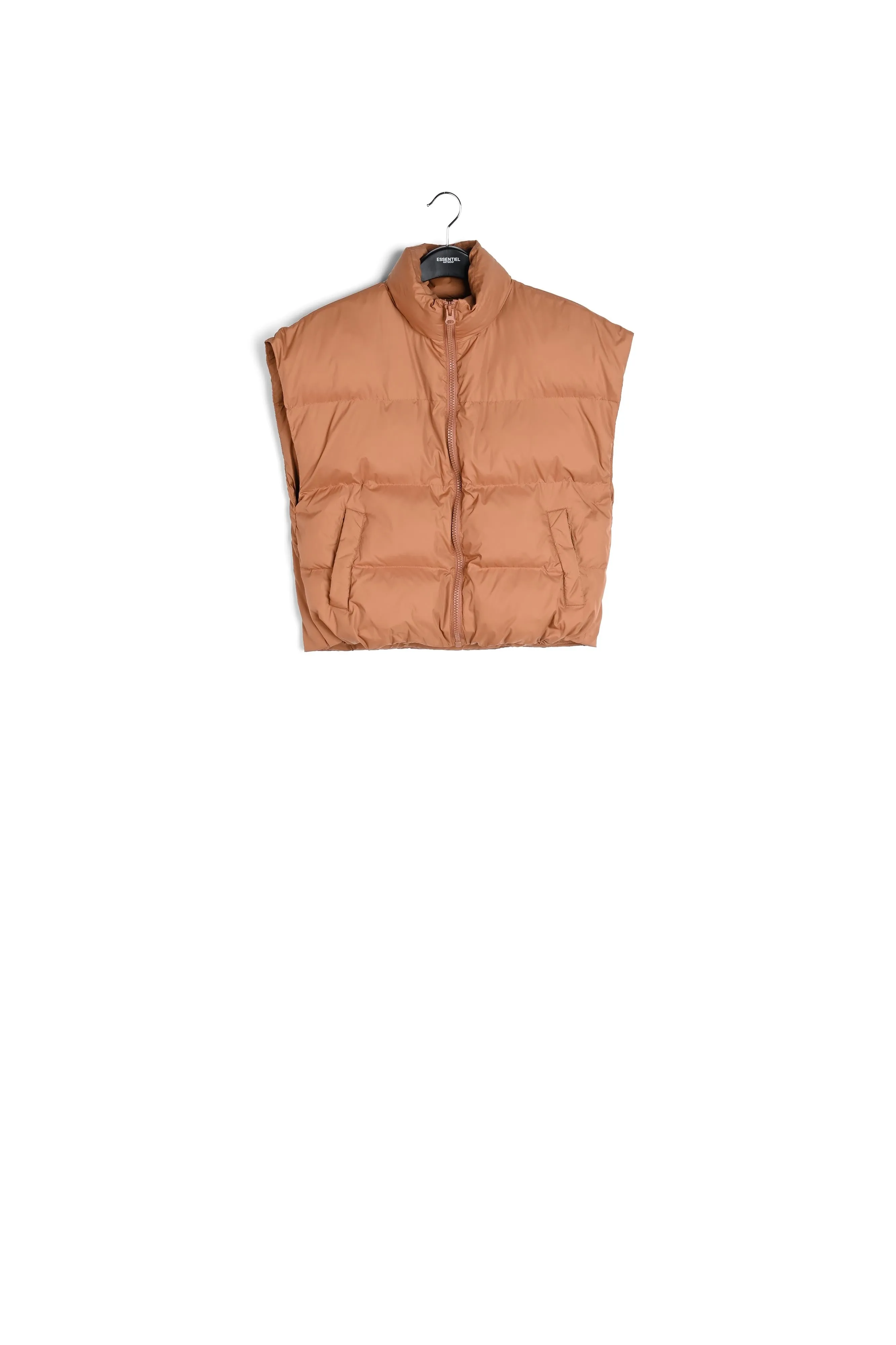 Brown sleeveless puffer jacket