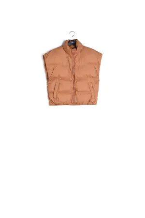 Brown sleeveless puffer jacket